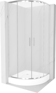 Cabine de douche Mexen Rio demi-ronde 70 x 70 cm, givré, chrome + receveur Rio, blanc - 863-070-070-01-30-4710