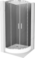 Cabine de douche Mexen Rio demi-ronde 70 x 70 cm, gris, chrome + bac de douche Rio, blanc - 863-070-070-01-40-4710