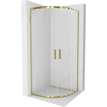 Mexen Rio cabine de douche demi-circulaire 70 x 70 cm, transparent, doré - 863-070-070-50-00