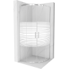 Mexen Rio cabine de douche semi-circulaire 80 x 80 cm, bandes blanches, chromée - 863-080-080-01-20