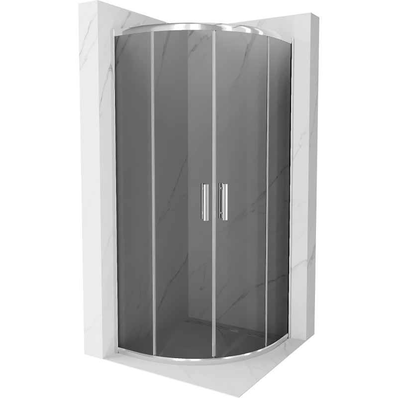Mexen Rio cabine de douche semi-circulaire 80 x 80 cm, graphite, chrome - 863-080-080-01-40