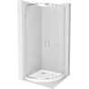 Cabine de douche Mexen Rio demi-circulaire 80 x 80 cm, transparente, chromée + receveur Flat, blanc - 863-080-080-01-00-4110
