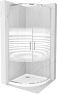 Cabine de douche Mexen Rio en forme de quadrant 80 x 80 cm, rayures, chrome + receveur Flat, blanc - 863-080-080-01-20-4110