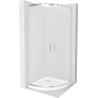Cabine de douche semi-circulaire Mexen Rio 80 x 80 cm, givre, chrome + bac à douche Flat, blanc - 863-080-080-01-30-4110