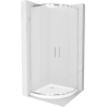 Mexen Rio cabine de douche demi-circulaire 90 x 90 cm, givrée, chrome + receveur Flat, blanc - 863-090-090-01-30-4110