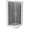 Cabine de douche Mexen Rio demi-ronde 80 x 80 cm, graphite, chrome + receveur Flat, blanc - 863-080-080-01-40-4110