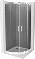 Cabine de douche Mexen Rio demi-ronde 80 x 80 cm, graphite, chrome + receveur Flat, blanc - 863-080-080-01-40-4110