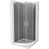 Mexen Rio cabine de douche semi-circulaire 90 x 90 cm, graphite, chrome + receveur Flat, blanc - 863-090-090-01-40-4110