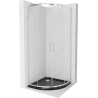 Cabine de douche Mexen Rio demi-circulaire 90 x 90 cm, transparente, chromée + receveur Flat, noir - 863-090-090-01-00-4170