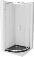 Cabine de douche Mexen Rio demi-circulaire 90 x 90 cm, transparente, chromée + receveur Flat, noir - 863-090-090-01-00-4170