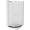 Cabine de douche Mexen Rio demi-ronde 90 x 90 cm, verre givré, chrome + receveur Flat, noir - 863-090-090-01-30-4170