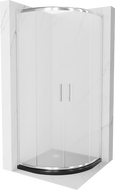 Cabine de douche Mexen Rio demi-ronde 90 x 90 cm, verre givré, chrome + receveur Flat, noir - 863-090-090-01-30-4170