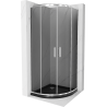 Cabine de douche Mexen Rio semi-circulaire 80 x 80 cm, graphite, chrome + bac de douche Flat, noir - 863-080-080-01-40-4170