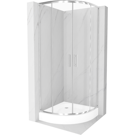 Mexen Rio cabine de douche semi-circulaire 80 x 80 cm, transparent, chrome + receveur Rio, blanc - 863-080-080-01-00-4710