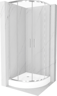 Mexen Rio cabine de douche semi-circulaire 80 x 80 cm, transparent, chrome + bac de douche Rio, blanc - 863-080-080-01-00-4710