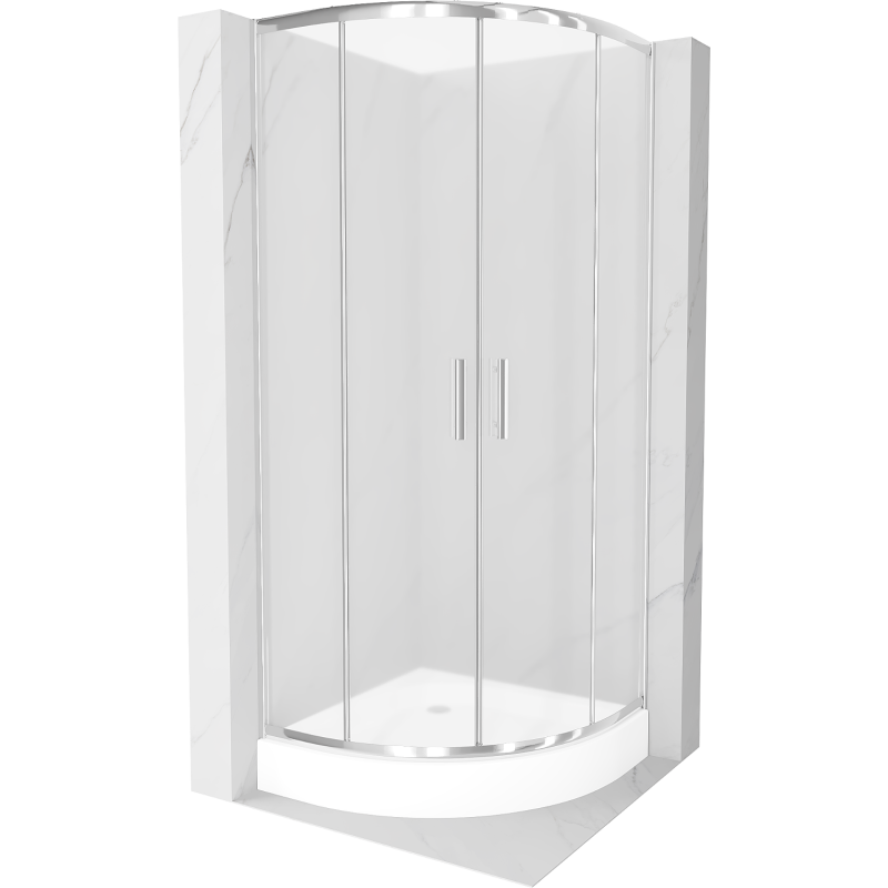 Mexen Rio cabine de douche demi-circulaire 80 x 80 cm, dépoli, chrome + receveur Rio, blanc - 863-080-080-01-30-4710