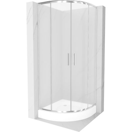 Mexen Rio cabine de douche demi-circulaire 80 x 80 cm, dépoli, chrome + receveur Rio, blanc - 863-080-080-01-30-4710