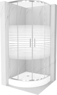 Cabine de douche Mexen Rio demi-ronde 70 x 70 cm, rayures, chrome + receveur Rio, blanc - 863-070-070-01-20-4710