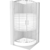 Cabine de douche Mexen Rio semicirculaire 90 x 90 cm, rayures, chromé + bac de douche Rio, blanc - 863-090-090-01-20-4710