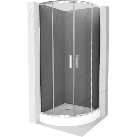 Mexen Rio cabine de douche semi-circulaire 80 x 80 cm, graphite, chrome + receveur de douche Rio, blanc - 863-080-080-01-40-471?