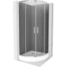 Cabine de douche Mexen Rio semi-circulaire 80 x 80 cm, graphite, chrome + bac de douche Rio, blanc - 863-080-080-01-40-4710
