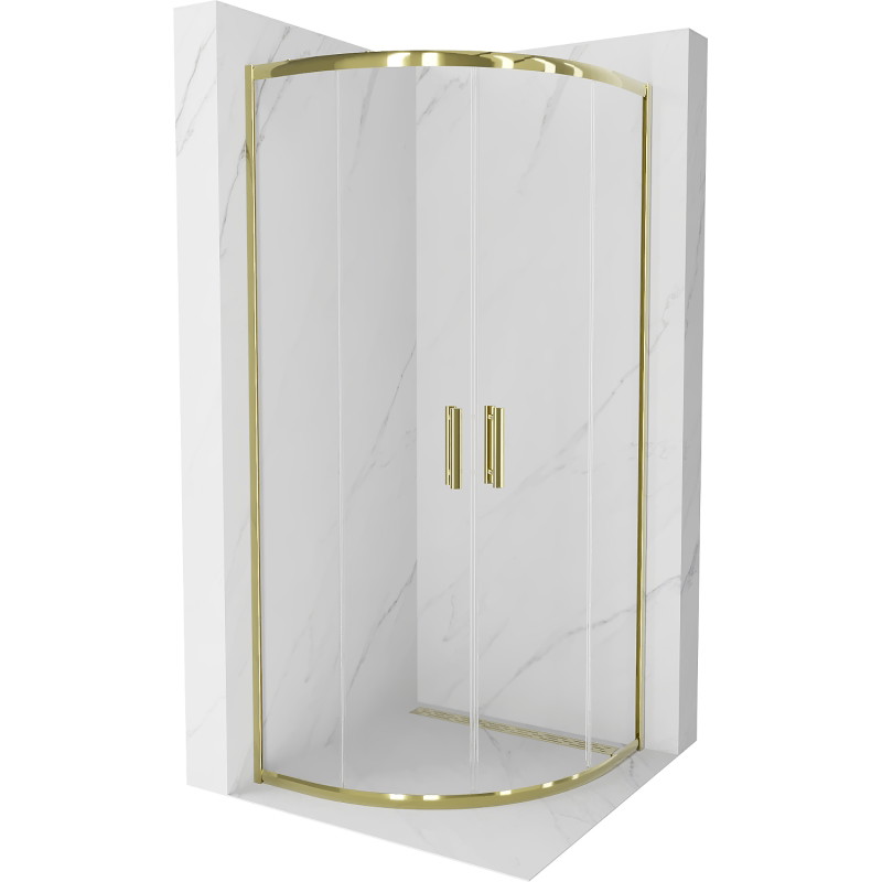 Mexen Rio cabine de douche semi-circulaire 80 x 80 cm, transparente, or - 863-080-080-50-00