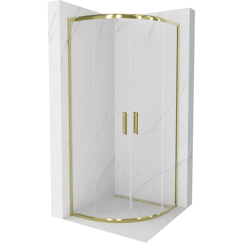 Mexen Rio cabine de douche semi-circulaire 90 x 90 cm, transparent, dorée - 863-090-090-50-00