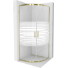 Mexen Rio cabine de douche semi-circulaire 80 x 80 cm, bandes blanches, or - 863-080-080-50-20