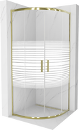 Mexen Rio cabine de douche semi-circulaire 90 x 90 cm, bandes blanches, dorée - 863-090-090-50-20