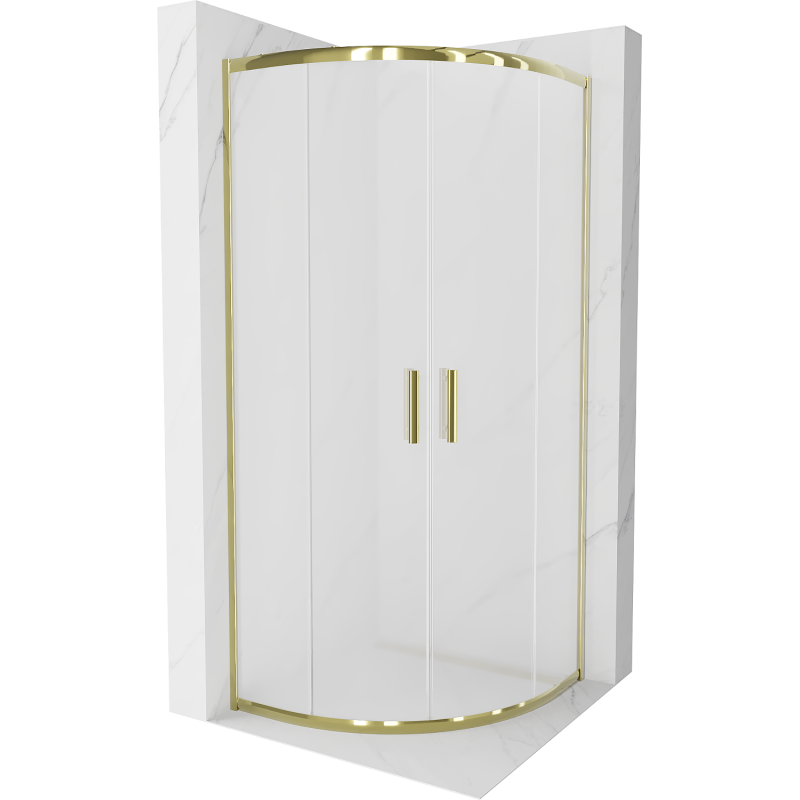 Mexen Rio cabine de douche semi-circulaire 80 x 80 cm, givre, or - 863-080-080-50-30