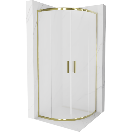 Mexen Rio cabine de douche semi-circulaire 80 x 80 cm, givre, or - 863-080-080-50-30