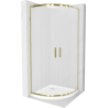 Cabine de douche Mexen Rio semi-circulaire 80 x 80 cm, givré, doré + receveur Flat, blanc - 863-080-080-50-30-4110G