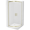 Mexen Rio cabine de douche semi-circulaire 80 x 80 cm, givrée, or + receveur Flat, blanc - 863-080-080-50-30-4110G