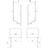 Mexen Lunar-B porte de douche pivotante droite 95 cm, transparent, doré - 832-095-000-50-00-P