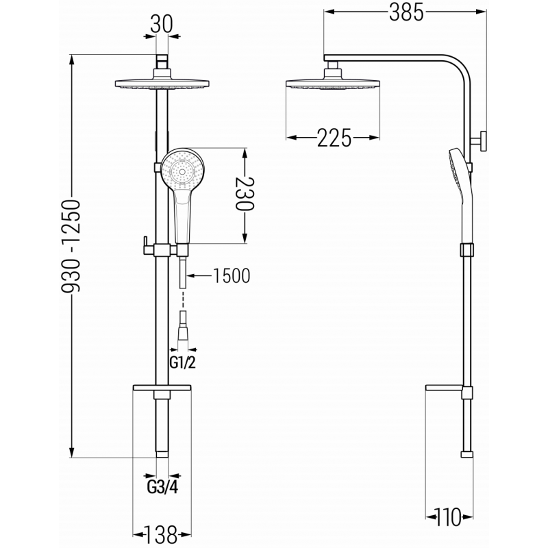 Mexen Q05 colonne de douche, noir - 798050595-70