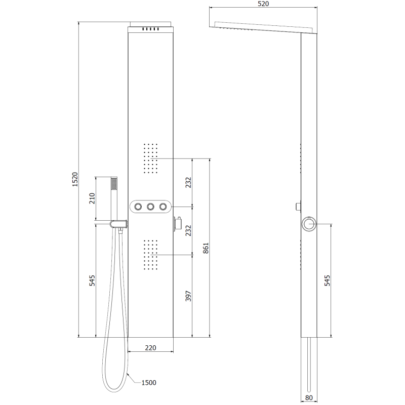 Mexen Omar panneau de douche, chrome - 7610-03-00