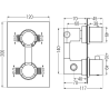Mitigeur thermostatique bain-douche Mexen Cube 2 sorties, chromé - 77502-00