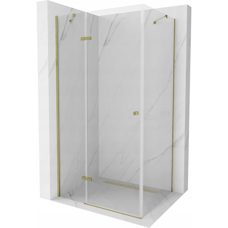 Mexen Roma cabine de douche à charnières 100 x 80 cm, transparente, dorée - 854-100-080--50-00