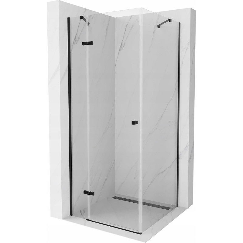 Cabine de douche battante Mexen Roma 70 x 70 cm, transparente, noire - 854-070-070-70-00