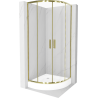 Cabine de douche Mexen Rio demi-ronde 70 x 70 cm, transparent, doré + receveur Rio, blanc - 863-070-070-50-00-4710