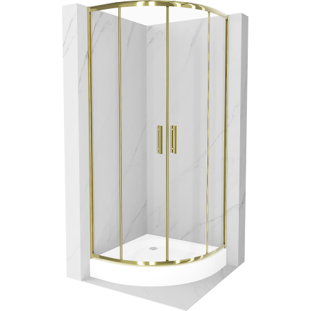Mexen Rio cabine de douche semi-circulaire 80 x 80 cm, transparent, doré + receveur Rio, blanc - 863-080-080-50-00-4710