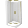 Cabine de douche Mexen Rio semi-circulaire 80 x 80 cm, transparente, dorée + receveur Rio, blanc - 863-080-080-50-00-4710