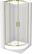 Cabine de douche Mexen Rio semi-circulaire 80 x 80 cm, transparente, dorée + receveur Rio, blanc - 863-080-080-50-00-4710