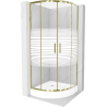 Cabine de douche Mexen Rio en demi-cercle 70 x 70 cm, rayures, dorée + bac Rio, blanc - 863-070-070-50-20-4710