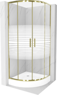 Cabine de douche Mexen Rio en demi-cercle 70 x 70 cm, rayures, dorée + bac Rio, blanc - 863-070-070-50-20-4710