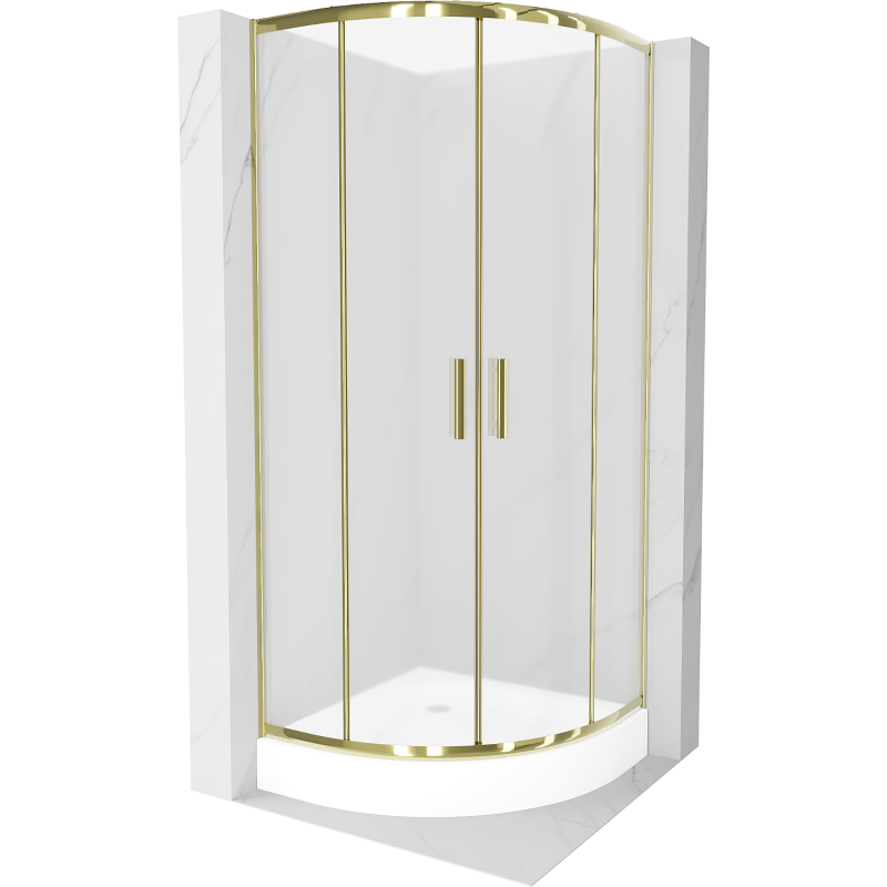 Mexen Rio cabine de douche semi-circulaire 70 x 70 cm, givré, or + receveur Rio, blanc - 863-070-070-50-30-4710