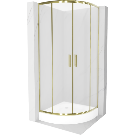 Mexen Rio cabine de douche semi-circulaire 70 x 70 cm, givré, or + receveur Rio, blanc - 863-070-070-50-30-4710