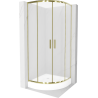 Cabine de douche Mexen Rio semi-circulaire 70 x 70 cm, verre givré, doré + receveur Rio, blanc - 863-070-070-50-30-4710