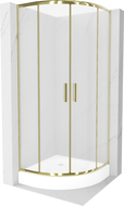 Cabine de douche Mexen Rio semi-circulaire 70 x 70 cm, verre givré, doré + receveur Rio, blanc - 863-070-070-50-30-4710