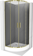 Mexen Rio cabine de douche semi-circulaire 70 x 70 cm, graphite, or + receveur de douche, blanc - 863-070-070-50-0-4710